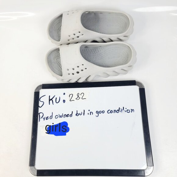 Crocs Girl's Gray Echo Wave Breathable Slip-On Casual Slide Sandal Size 1 - Picture 6 of 6